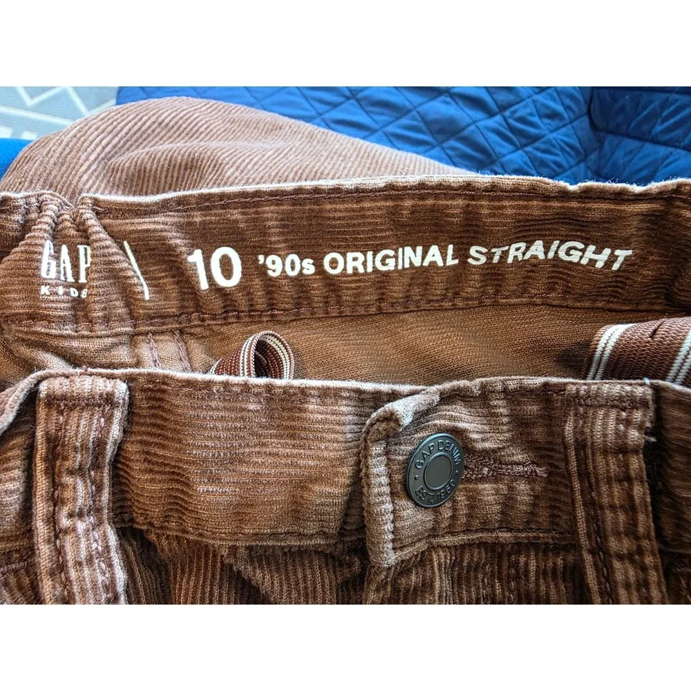 Gap Kids sz 10 Brown‎ Corduroy Pants 90s Original Straight Leg Adjustable Waist